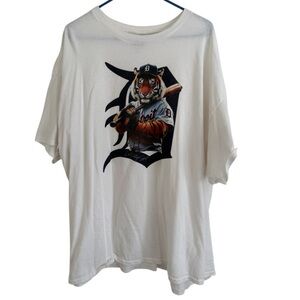 Detroit Tiger Graphic Short Sleeve Tee - White Vintage 3XL RARE! Deadstock